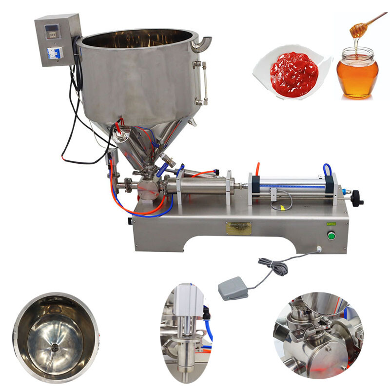 110V 50-500ml Pneumatic Paste Liquid Heating Filling Machine Single Nozzle