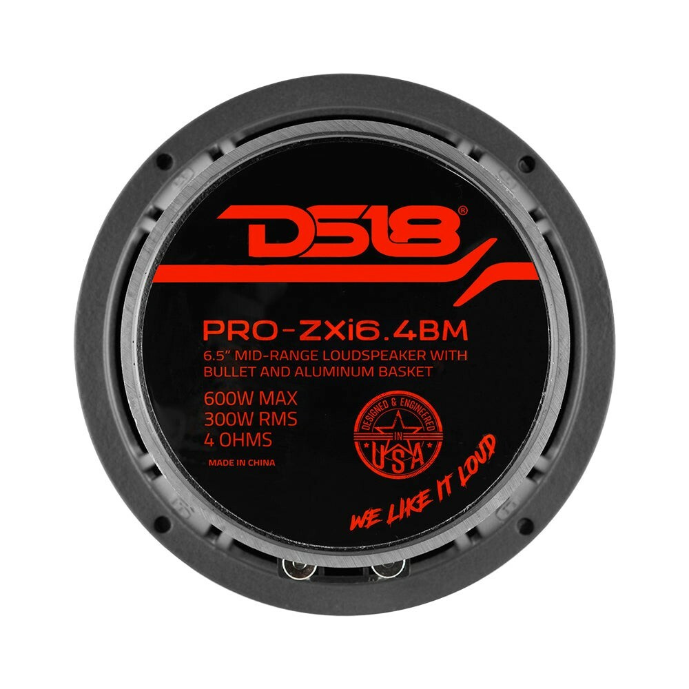 DS18 PRO-ZXI6.4BM 6.5" Car Speaker Mid-Range with Bullet 600 Watts 4-Ohm - Pair