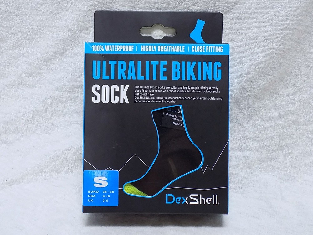 DexShell Ultralite Biking Socks Small 100% Waterproof Black