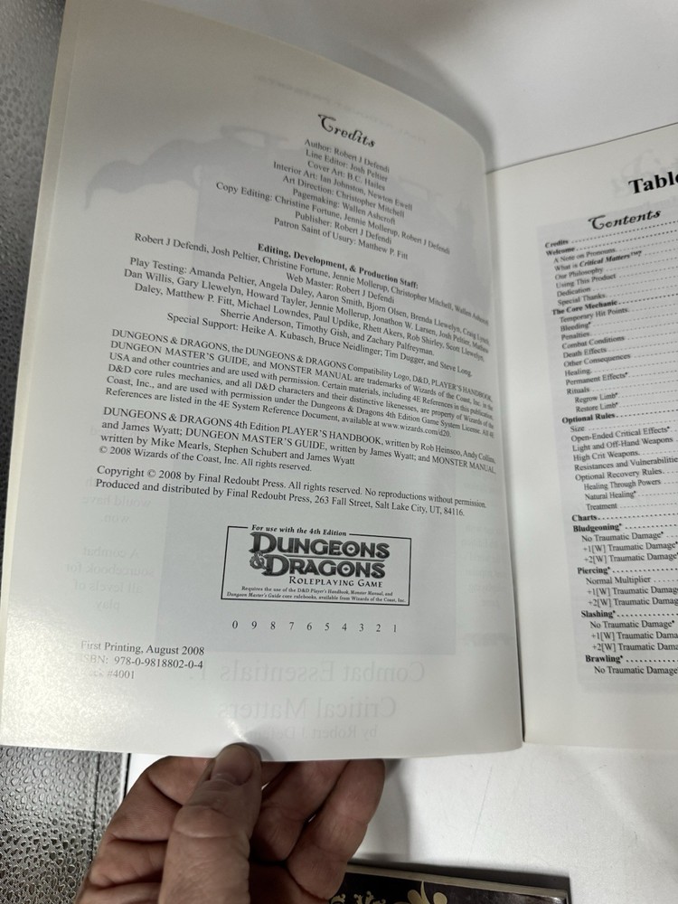 Final Redoubt Fantasy RPG Combat Essentials #1 - Critical Matters