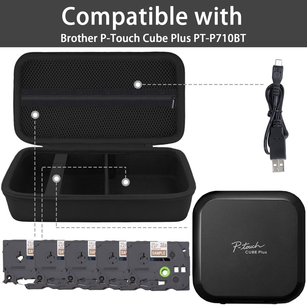 Label Printer Case Compatible with Brother P-Touch Cube Plus PT-P710BT Blueto...