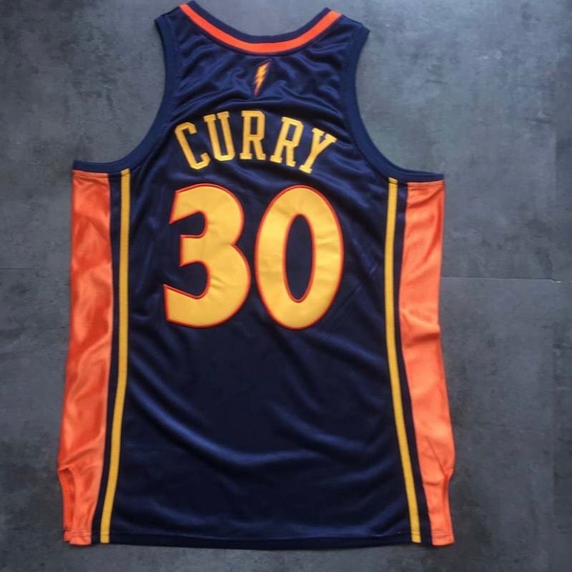 Golden State Warriors Stephen Curry blue retro vintage basketball jersey