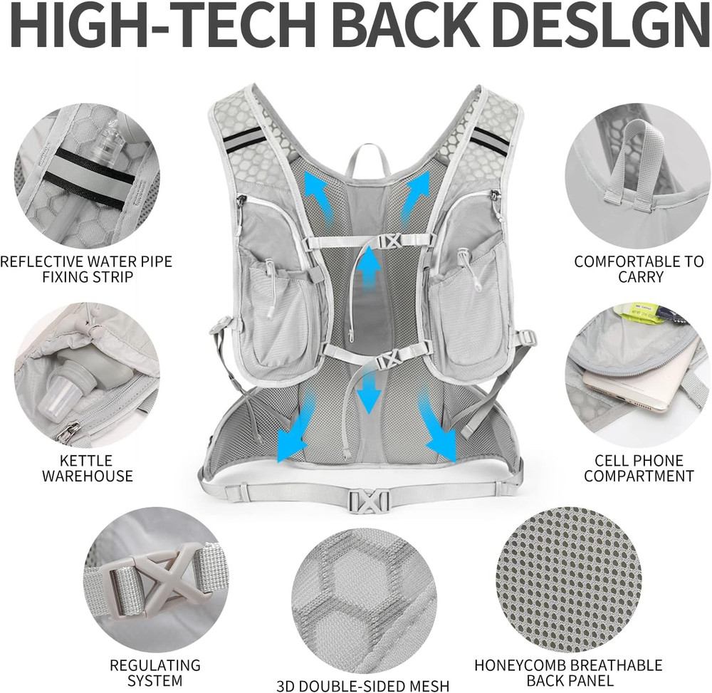 IX INOXTO Hydration Pack Backpack, Lightweight Water Backpack with 2L Hydration