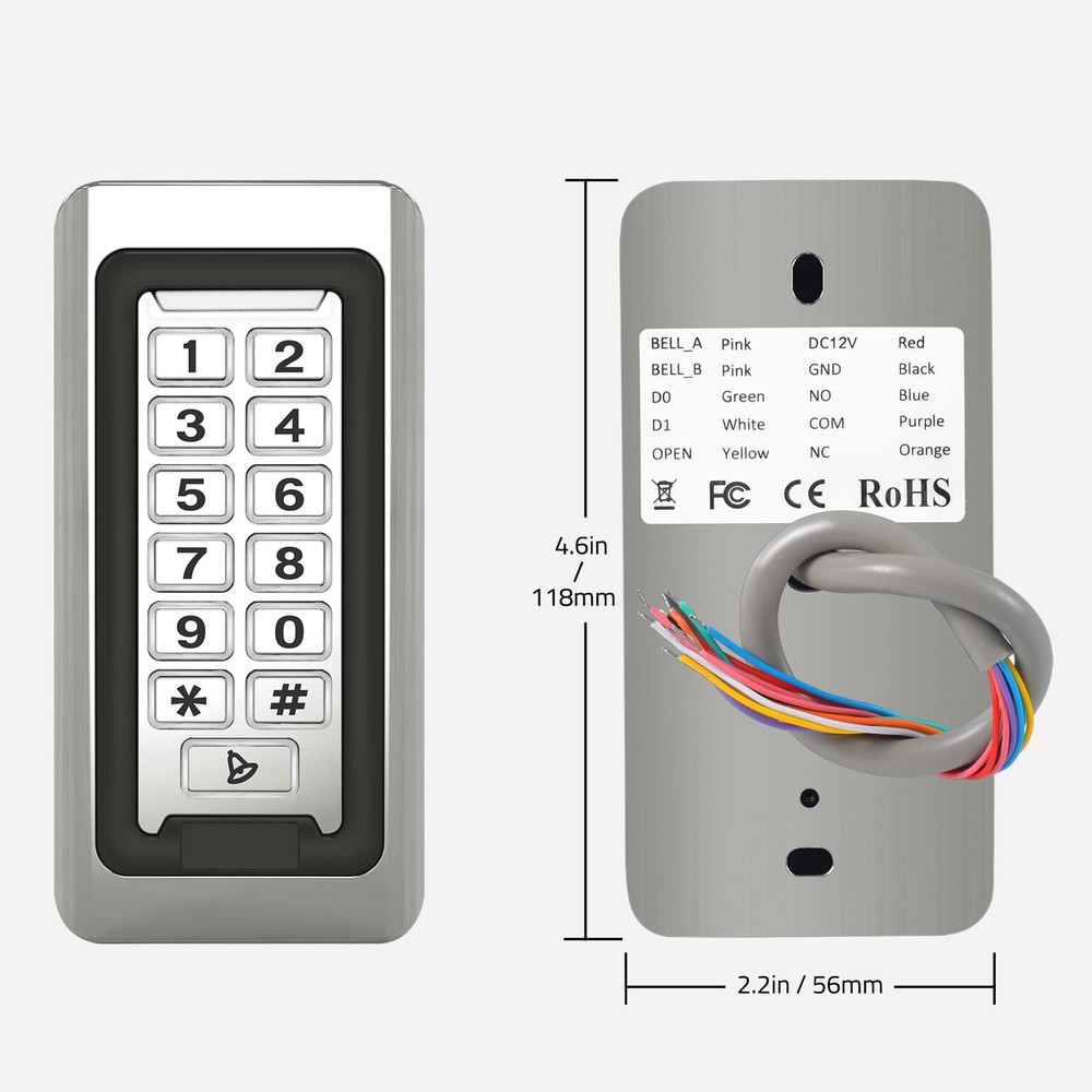 Wireless WiFi Access Control Keypad, Metal Stand-Alone Door Access Control Sy...