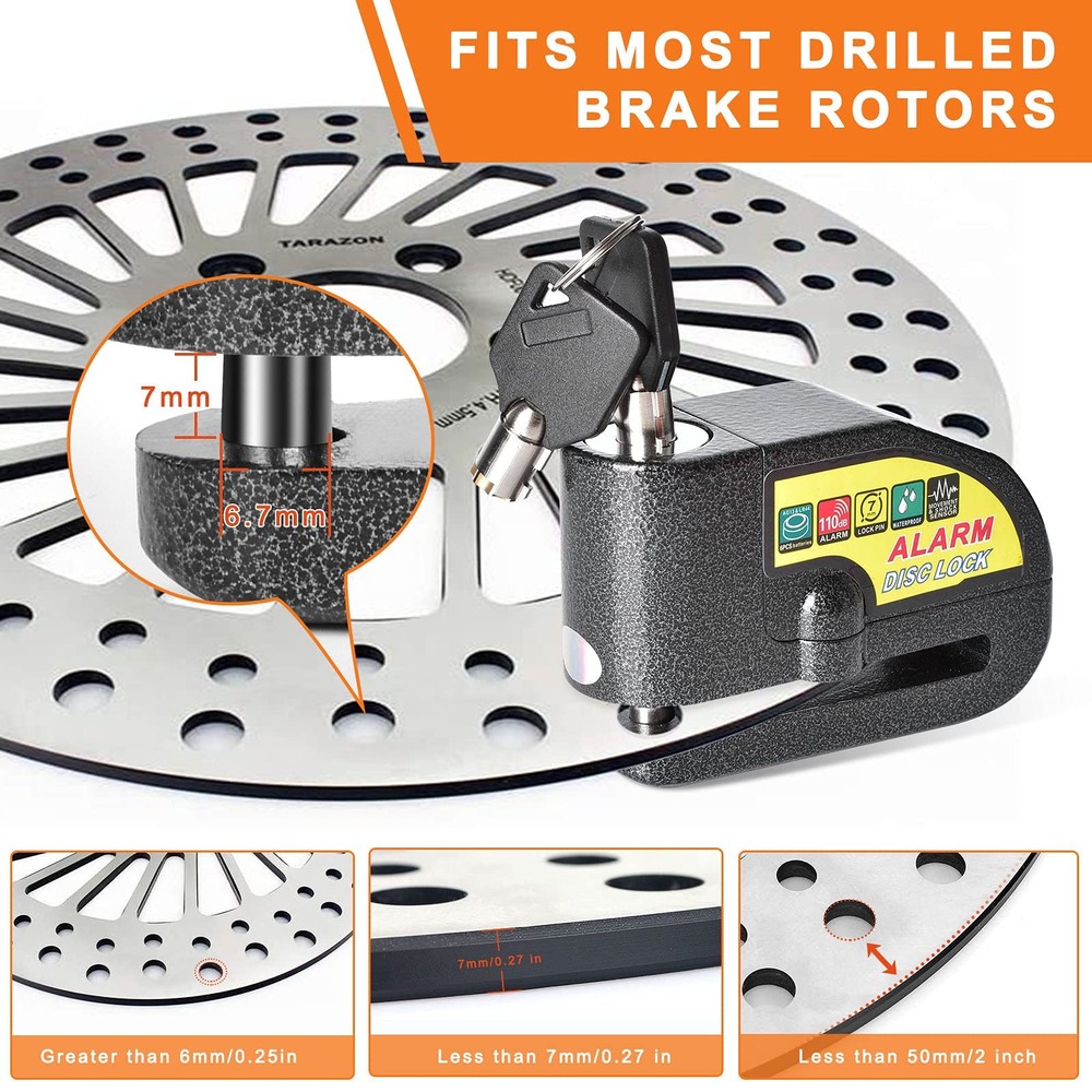 Motorcycle Alarm Disc Brake Lock, Motorcycle Locks AntiTheft Security Wheel D...