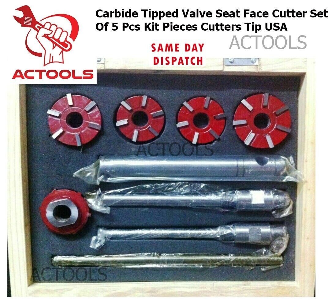 Carbide Tipped Valve Seat Face Cutter Set Of 5 Pcs Kit Piece Cutters Tip USA