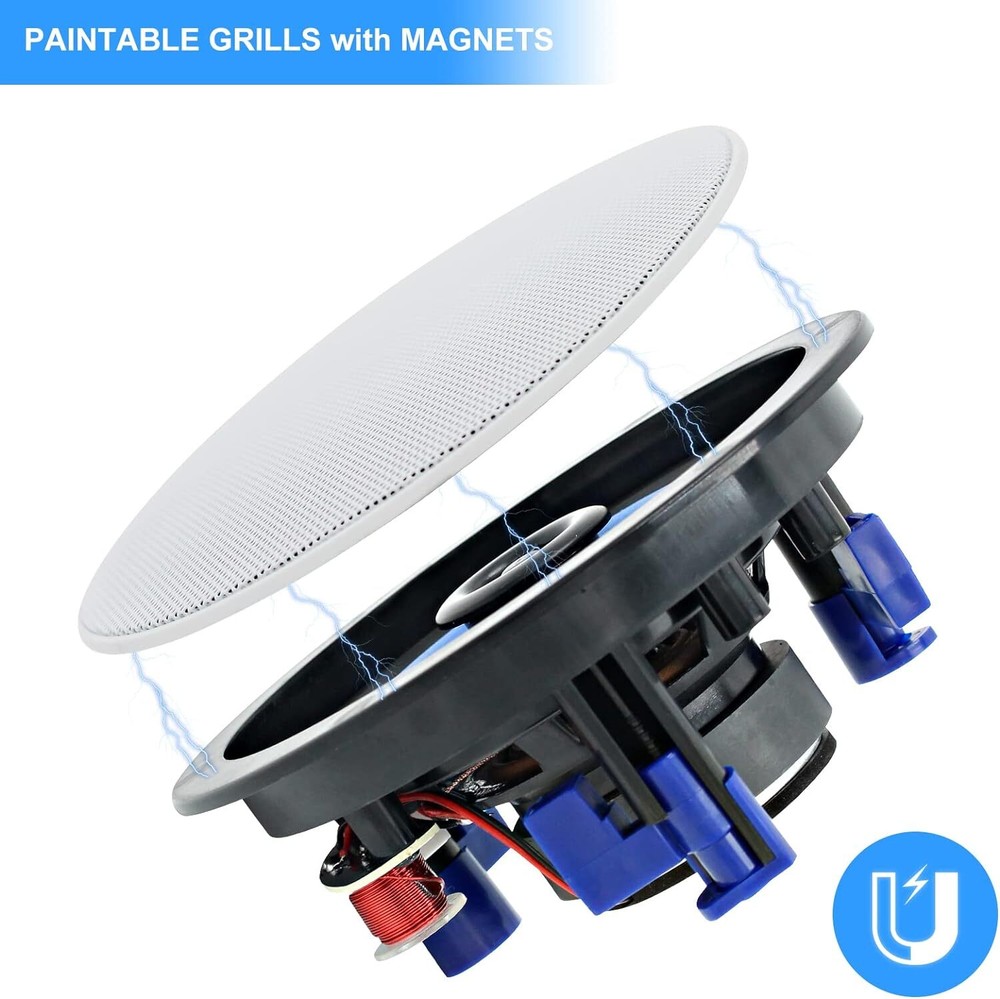 Herdio 2X4" Flush Mount Wall Bluetooth Ceiling Speakers Kitchen Bedroom Speakers