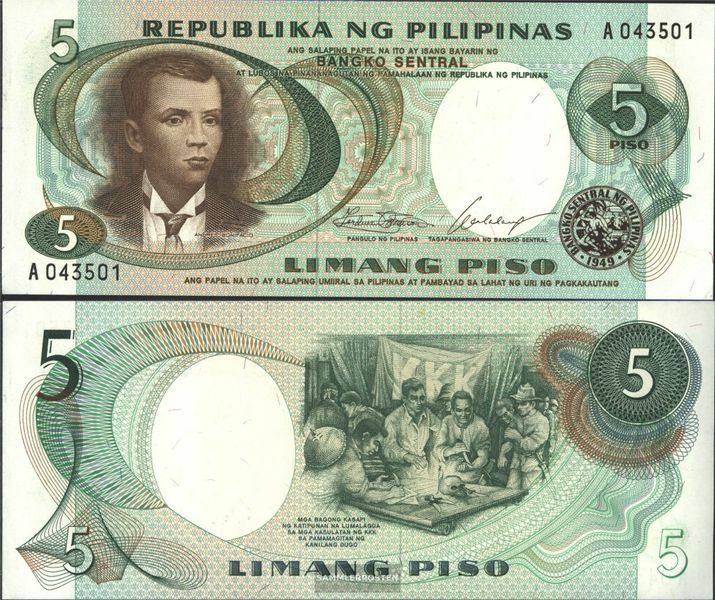 Philippines Pick-number: 143a uncirculated 1969 5 Piso