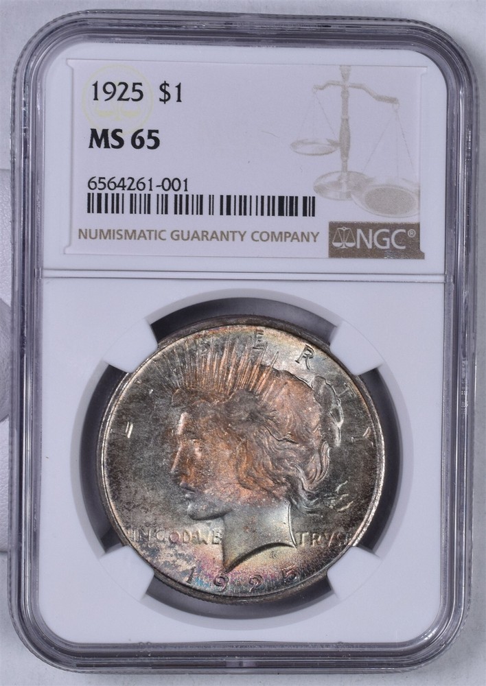 1925 Peace Silver Dollar - NGC MS65 - Nice Toning!! JS