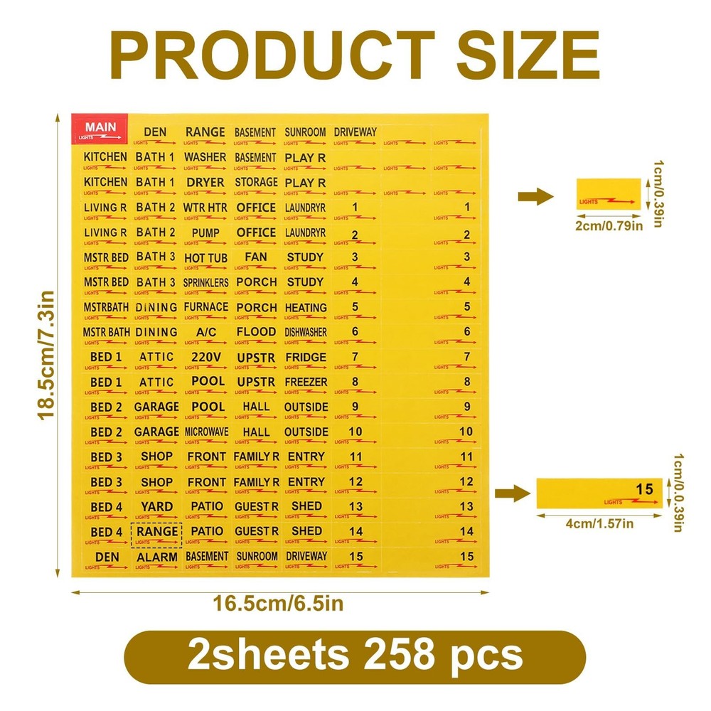2 Sheets/258Pcs Circuit Breaker Labels, Self-Adhesive Electrical Panel Labels...