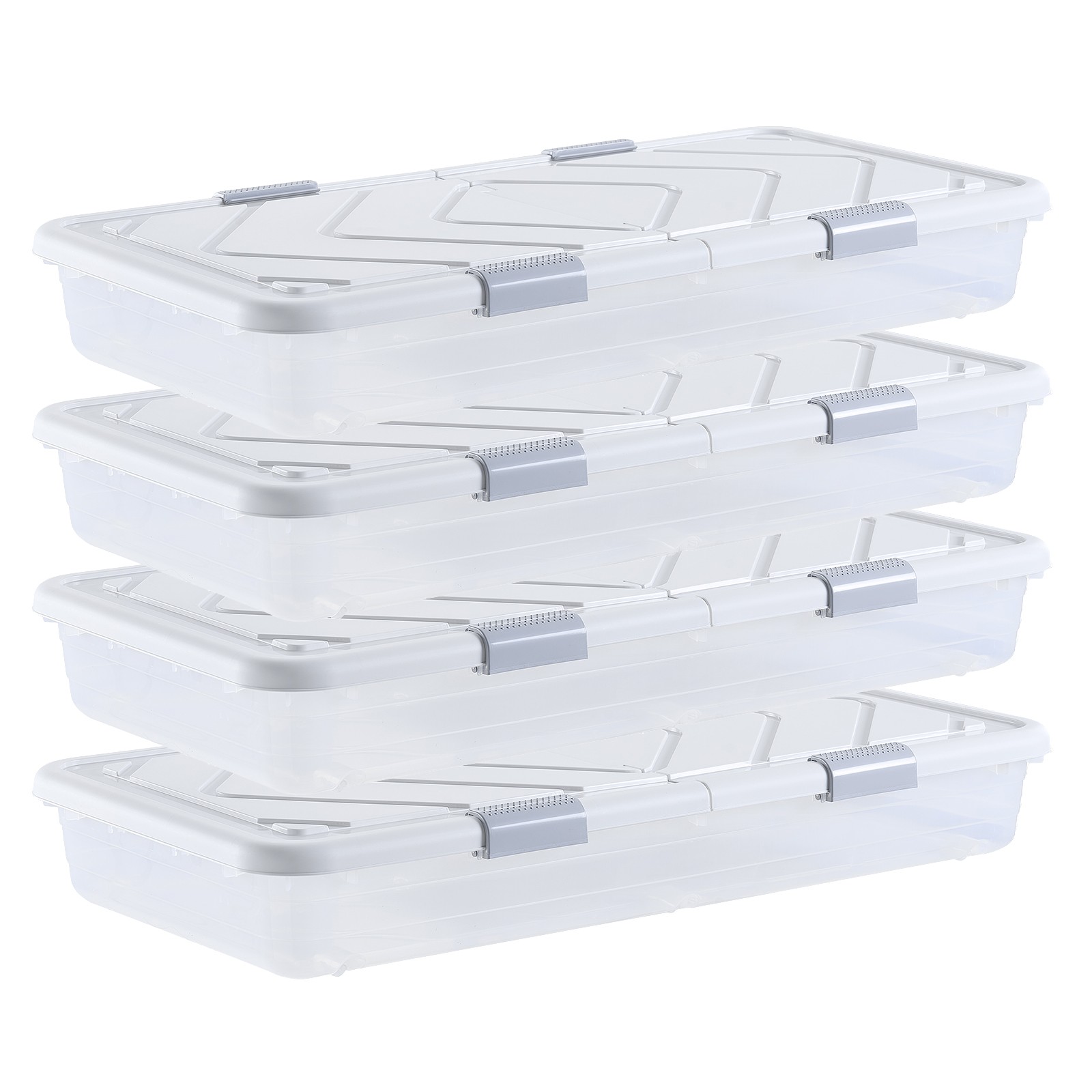 Uimoso Rolling Under-Bed Storage Containers 31.7x15.6x6.9 Inches, Set of 4