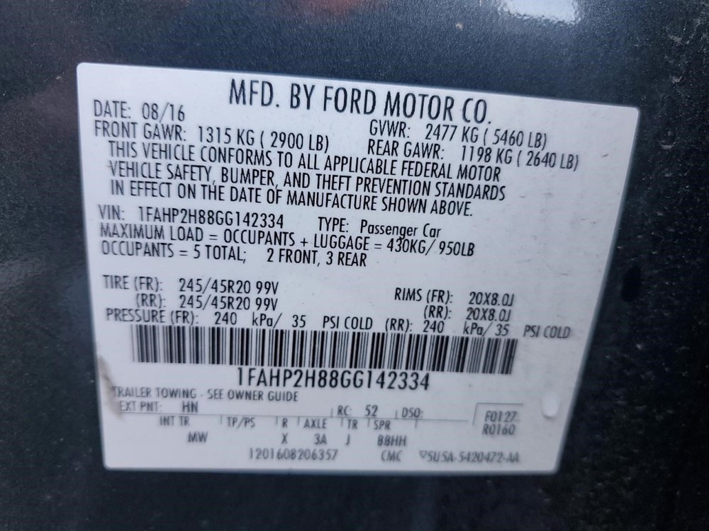 TAURUS 2016 Transmission Shift 2038489