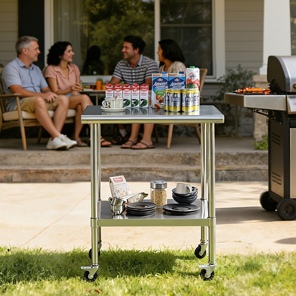 Stainless Steel Table with Wheels, Stainless Table for Prep & Work