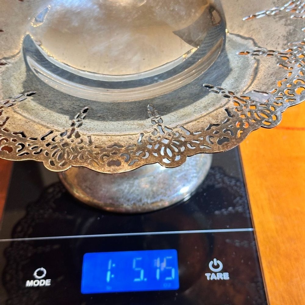 Vintage 30s 40s Benedict Silver Plated Compote Footed Serving Dish Arras 10"