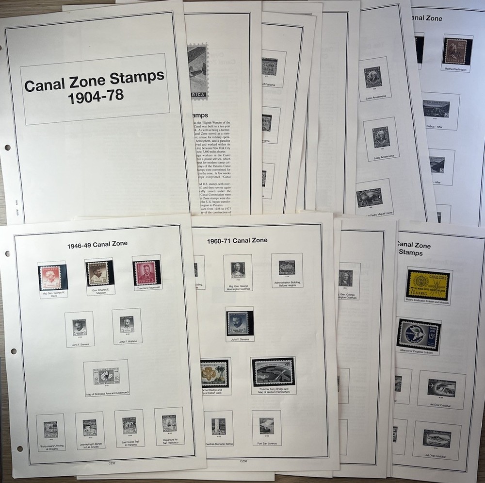 Mystic Heritage Collection - Canal Zone Stamp Section - Album Insert + 13 Stamps