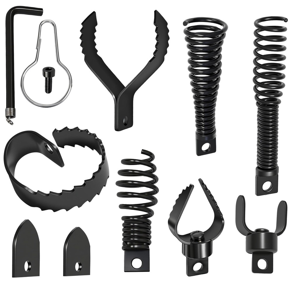 9 PCS Drain Snake Drill Attachment,Drain Cleaner Combination Cutter Head,Root...