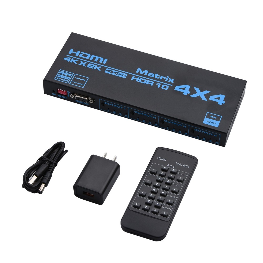 New HDMI Matrix Switch 4x4, 4 In 4 Out 4K with EDID Extractor IR Remote Control