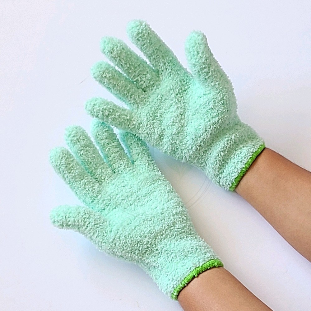 Microfiber Cleaning Gloves - (5 Green Pairs)