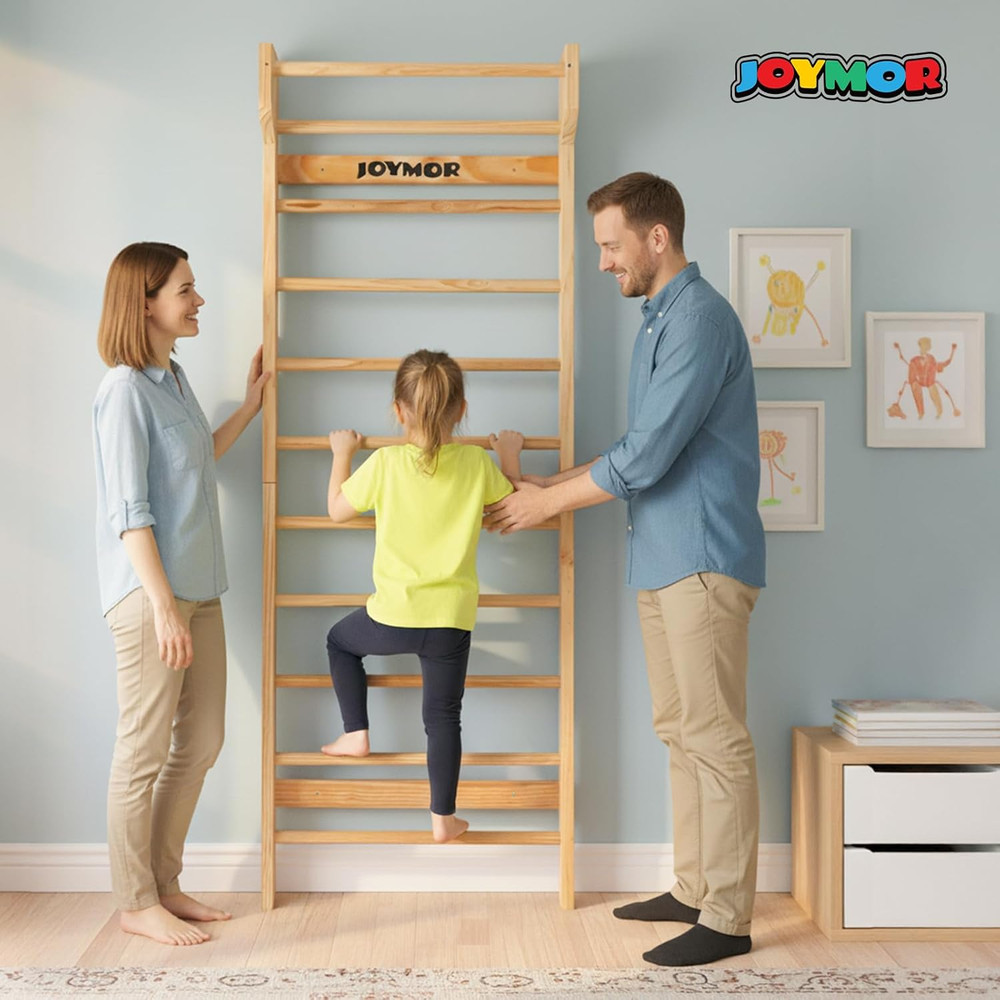 JOYMOR Gymnastics Swedish Ladder, Multiuse Exercise Ladder, Wall Mounted Pull up