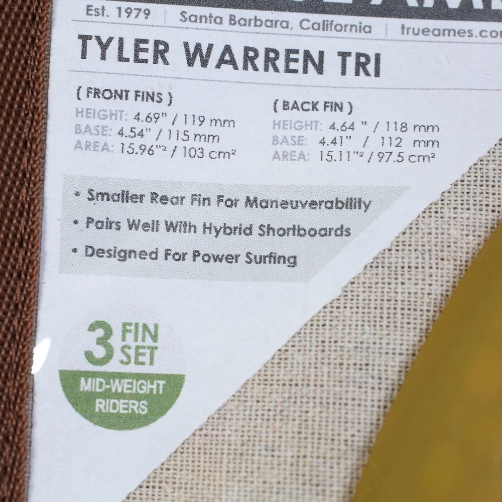 True Ames Tyler Warren Hexcore Thruster Tri Fin Pickle Color