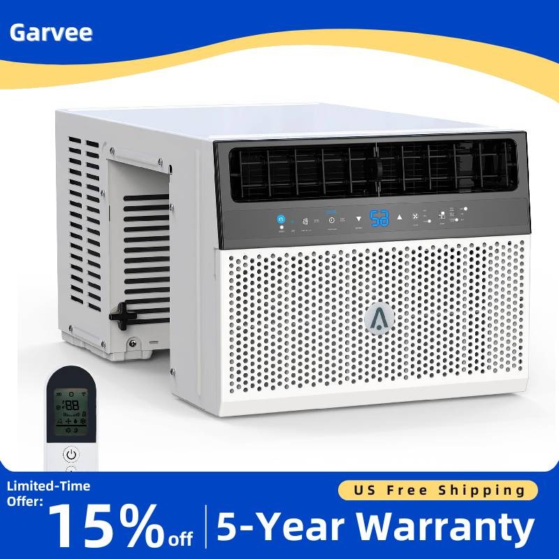 8000 BTU Window Air Conditioner Remote Control Cools 450 Sq Ft Washable Filter