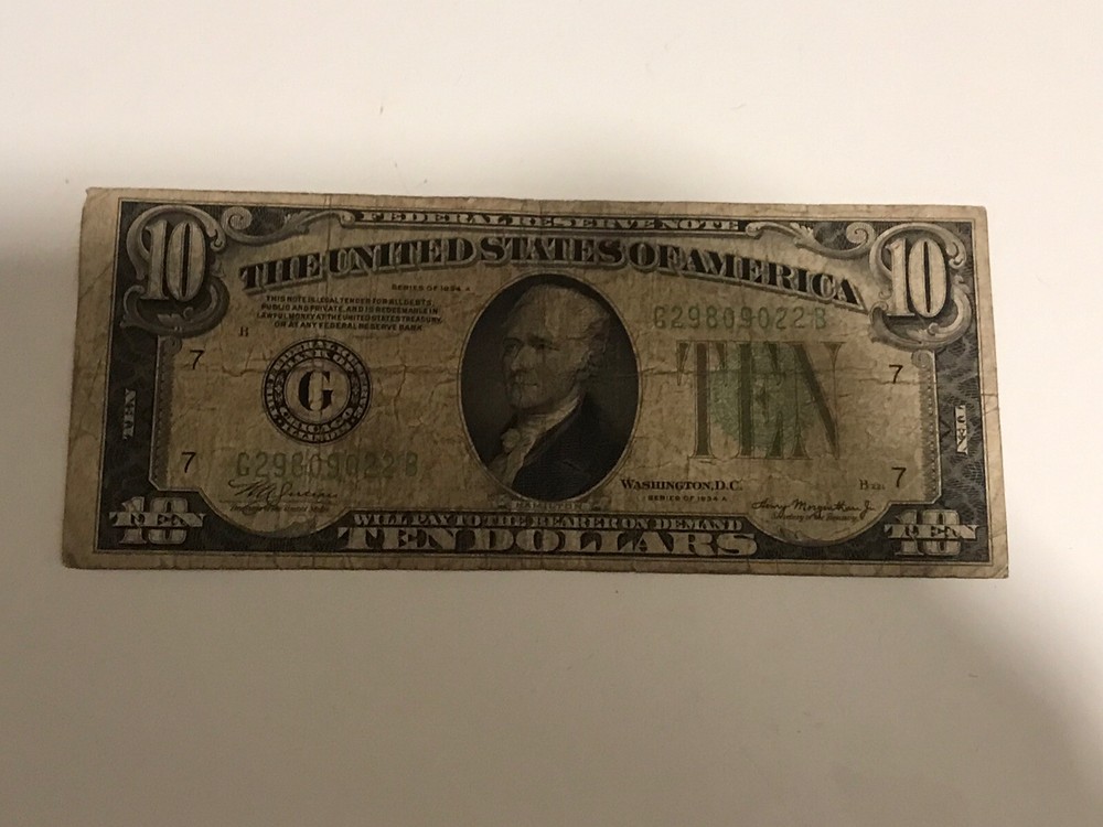 1934 a 10 dollar bill error