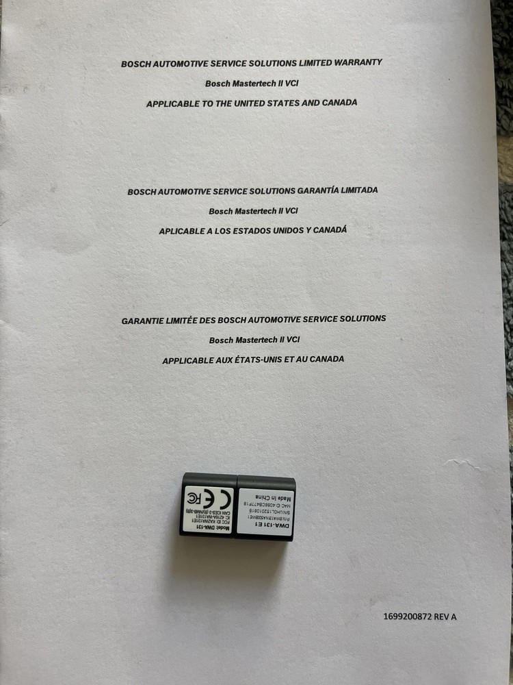 Bosch Mastertech 2 II VCI Vehicle Communication Interface J2534 OEM