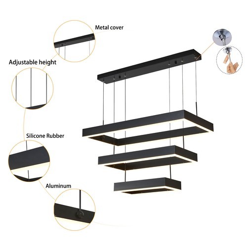 Modern LED Ceiling Light Hanging Pendant Lamp Dimmable Chandelier W/ Remote