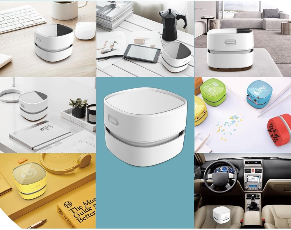 ODISTAR Desktop Vacuum Cleaner Mini Table Sweeper 360° White