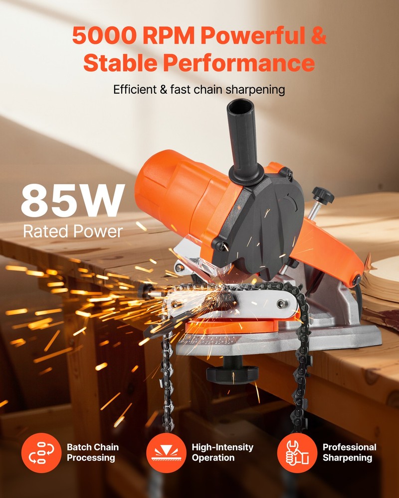VEVOR Electric Chainsaw Sharpener 85W Saw Chain Sharpener with 2 Grinding Wheels