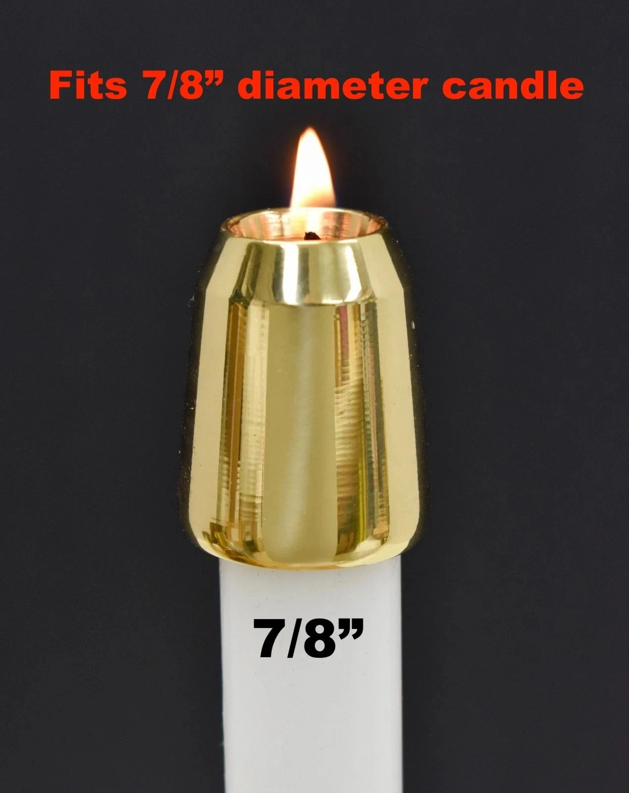 POLISHED BRASS 7/8" SMOOTH CANDLE FOLLOWER /  BURNER / TOPPER CANDELABRA