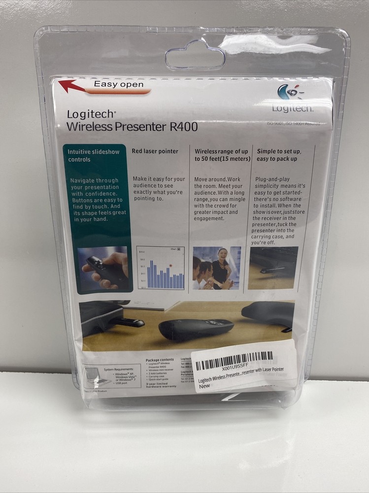 Logitech R400 Wireless Presenter Laser Pointer 50 Foot Range