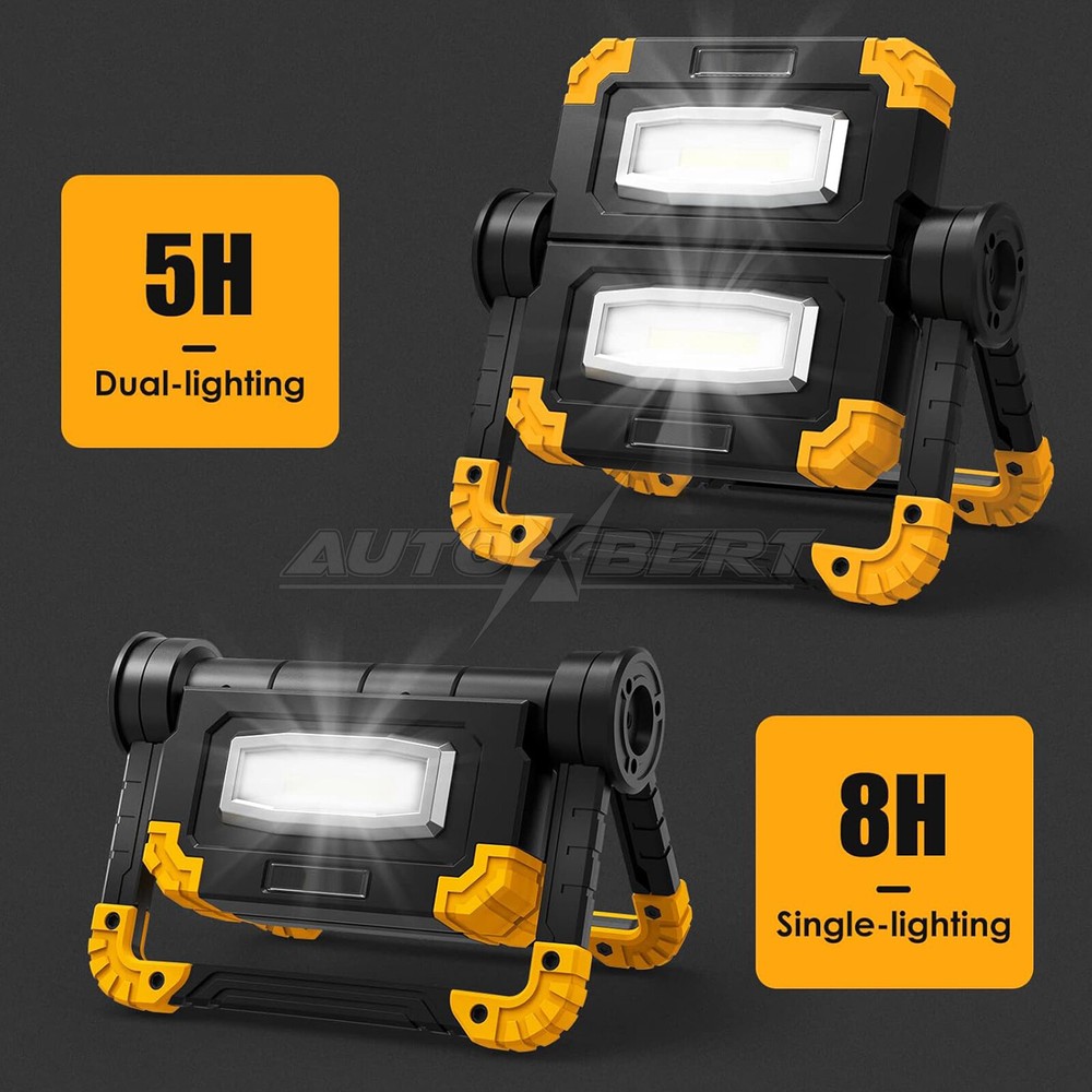 LED Work Light Rechargeable 2000 LM Portable Folding Magnetic COB LED Flashlight