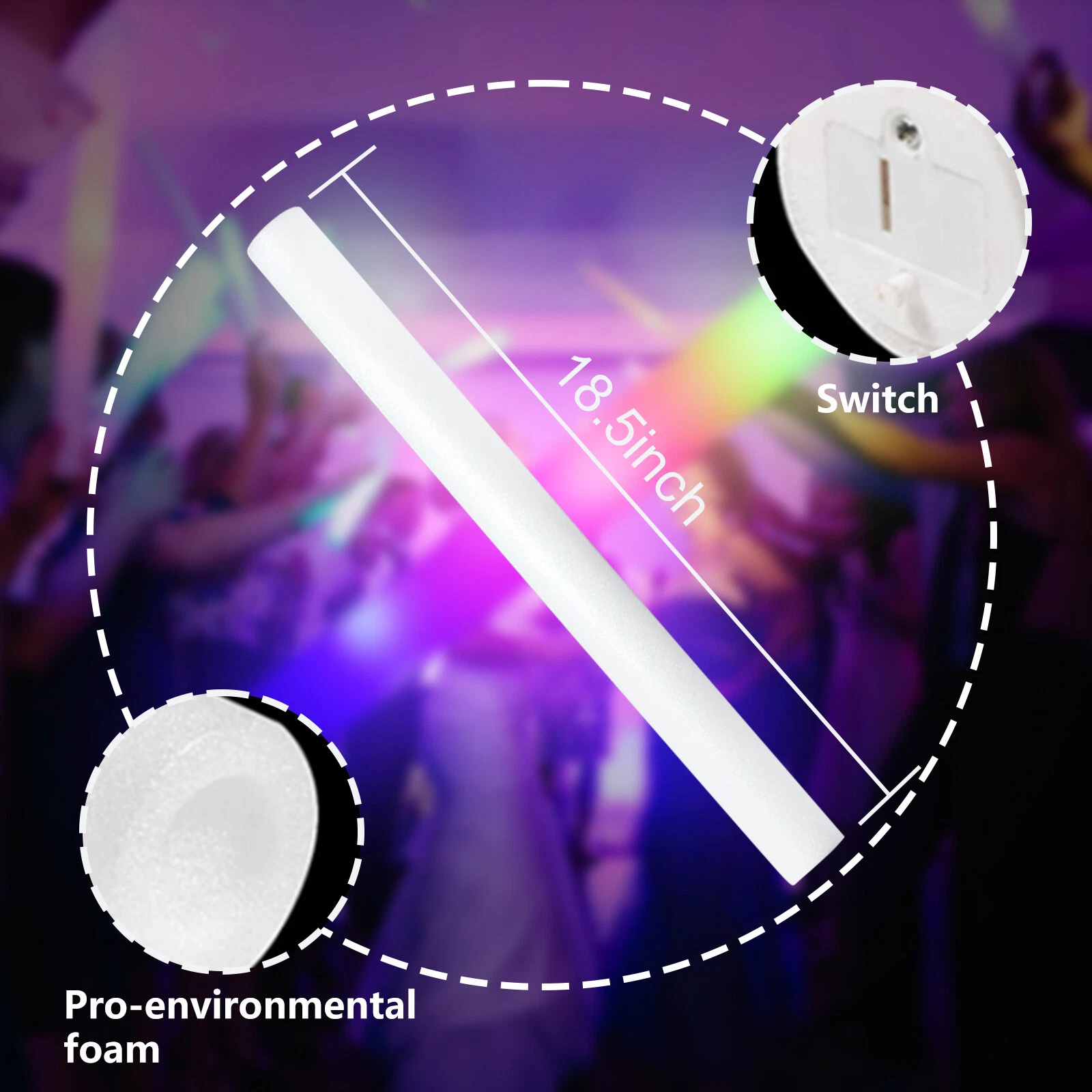 100-500 PCS Light Up Foam Sticks LED Wands Batons Party Dj Flashing Glow Sticks