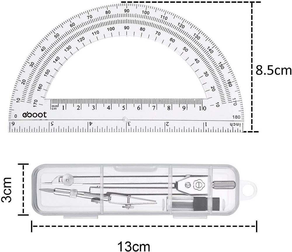Compact Drawing Compass and Protractor Set for Elegant Geometry Solutions