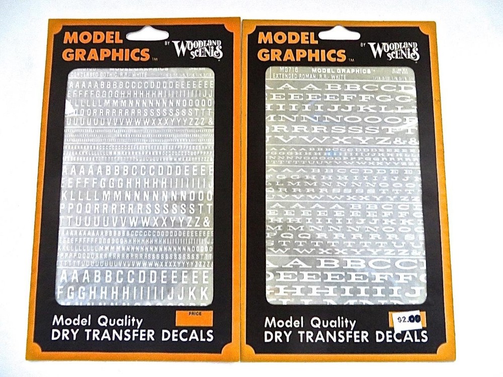 7 Assorted Woodland Scenics Model Graphics Decal Sets
