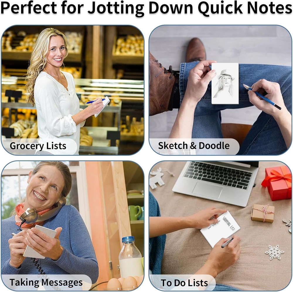 Note Pads 3x5 In, 8 Pack Blank Notepad, White Scratch for 3x5,