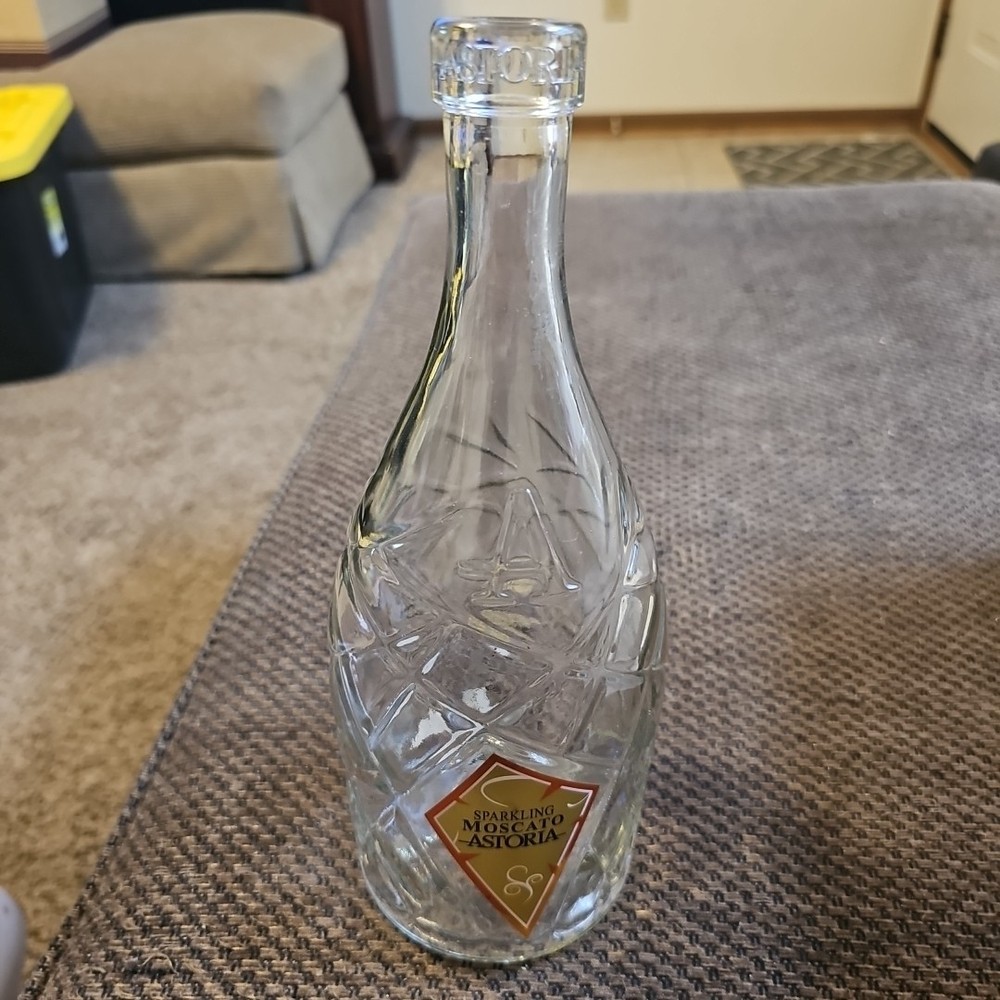 Multi Purpose Empty Astoria Wine Bottle 10" Cut Glass