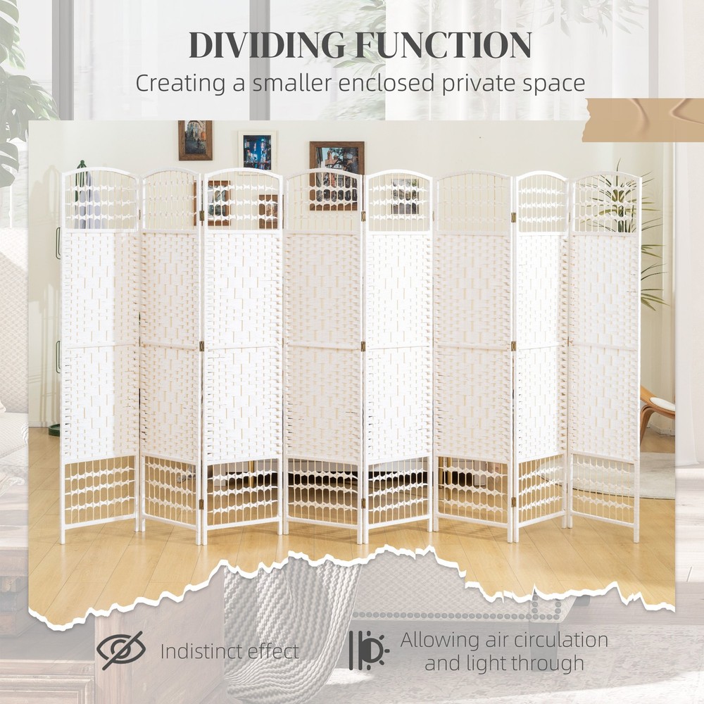 8 Panel Room Divider Folding Privacy Screen 5.6' Room Separator