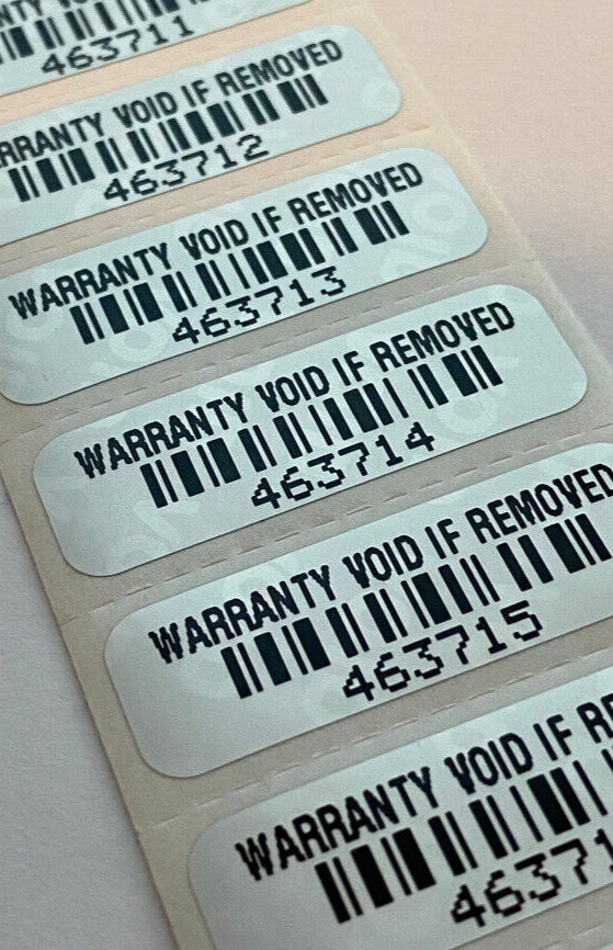 100 WARRANTY VOID IF REMOVED-SERIAL BARCODE- SECURITY LABELS STICKERS SEALS