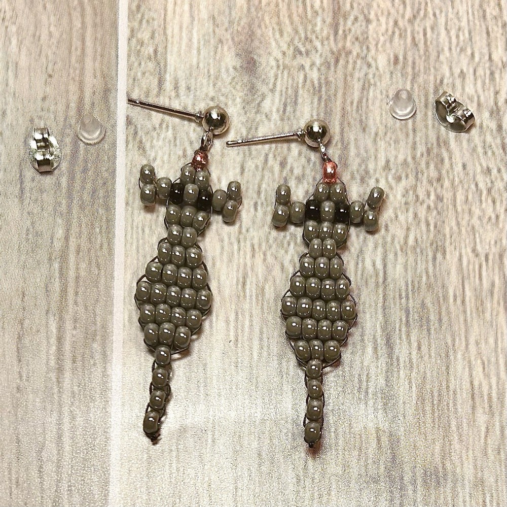 Beaded Mice Earrings Handmade