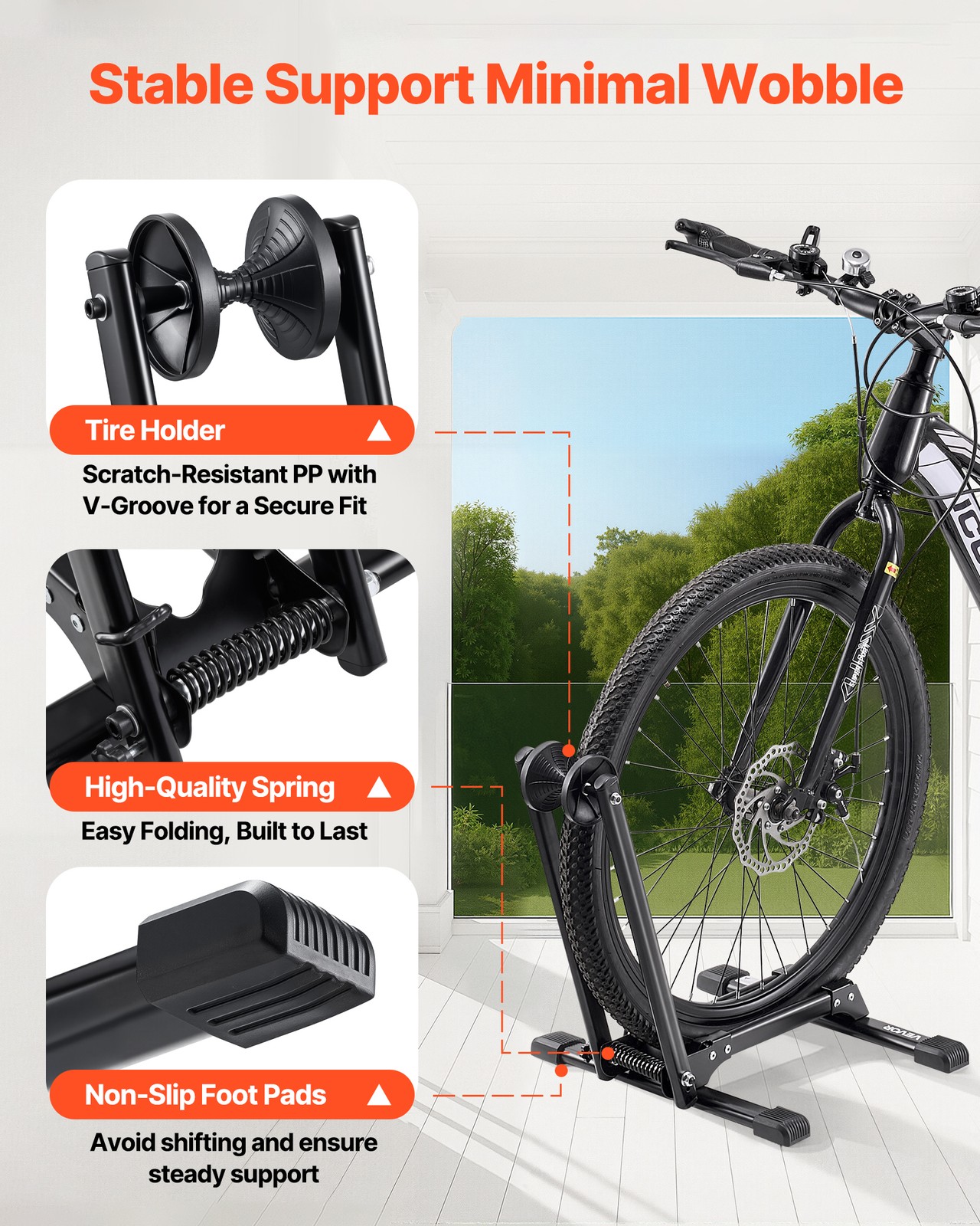 VEVOR Foldable Bike Rack for 20 to 29 Inch Mountain & Road Bikes Storage Stand