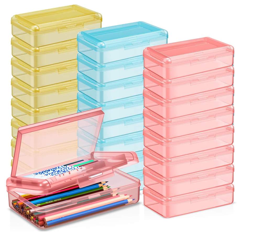 Blulu 25 Pack Double Layer Pencil Boxes Set
