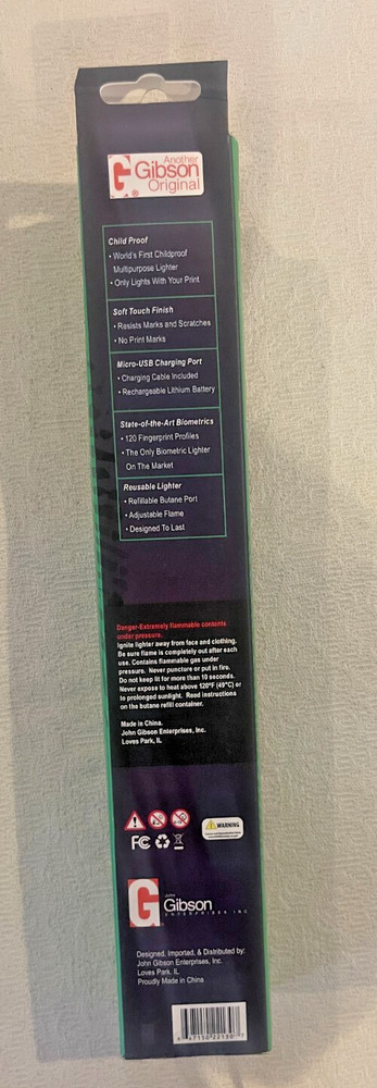 Black Biometric Fingerprint Multipurpose BBQ Lighter -refillable/rechargeable