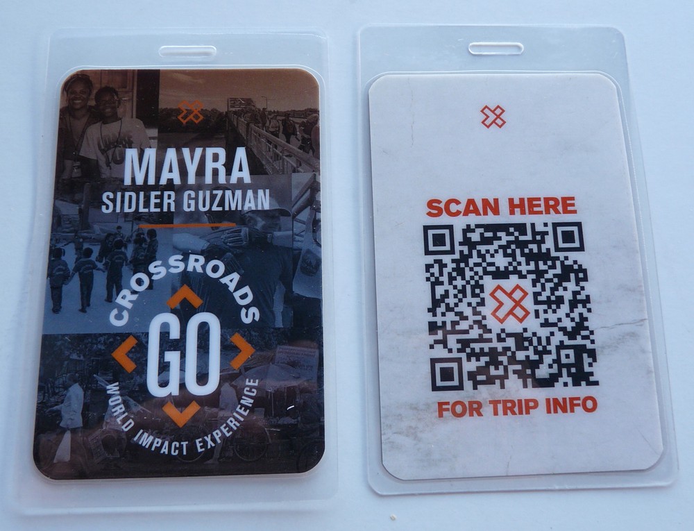 Crossroads GO World Impact Experience Mayra Guzman Backstage Pass Laminate