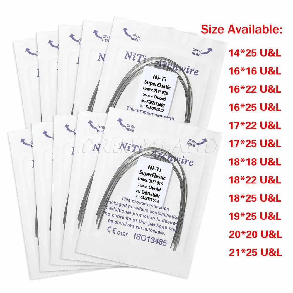 100PCS Dental Niti Rectangular Arch Wire Orthodontic Super Elastic All Sizes ZA
