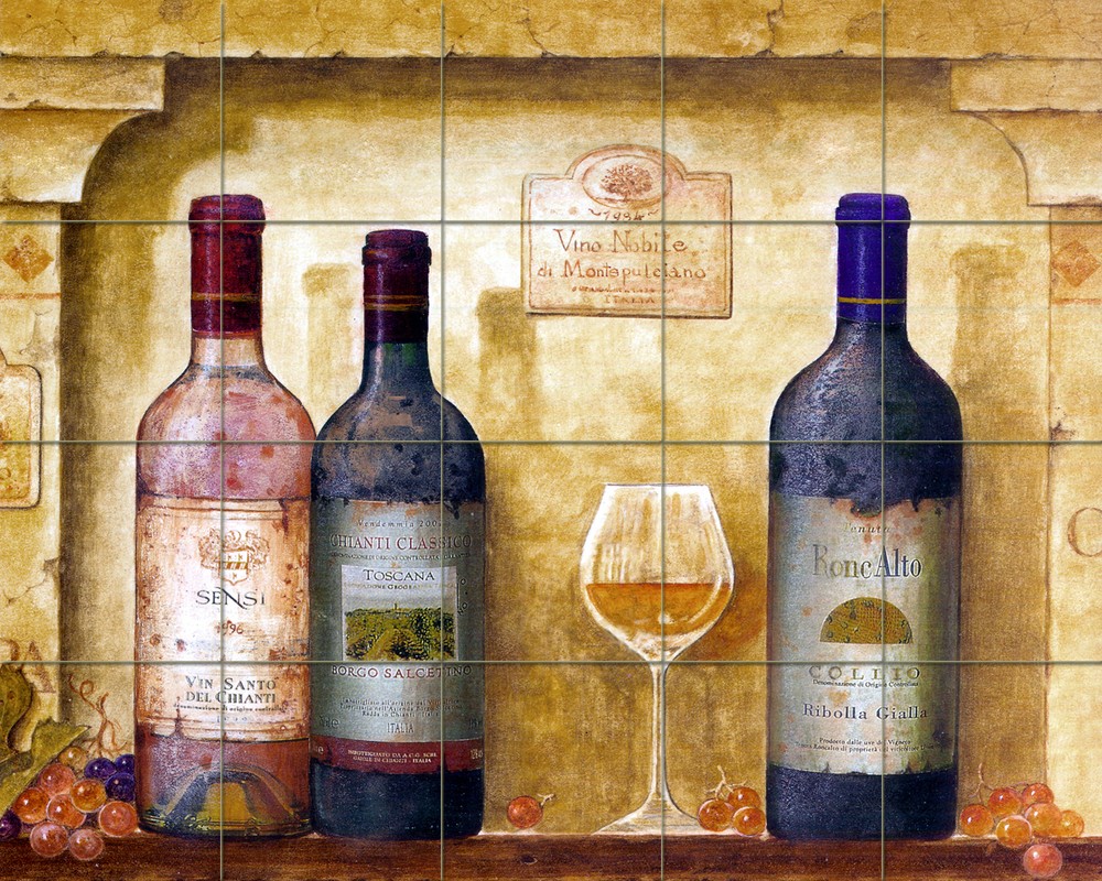20 x 16 Mural Tumbled Marble Backsplash Wine Decor Tile #422