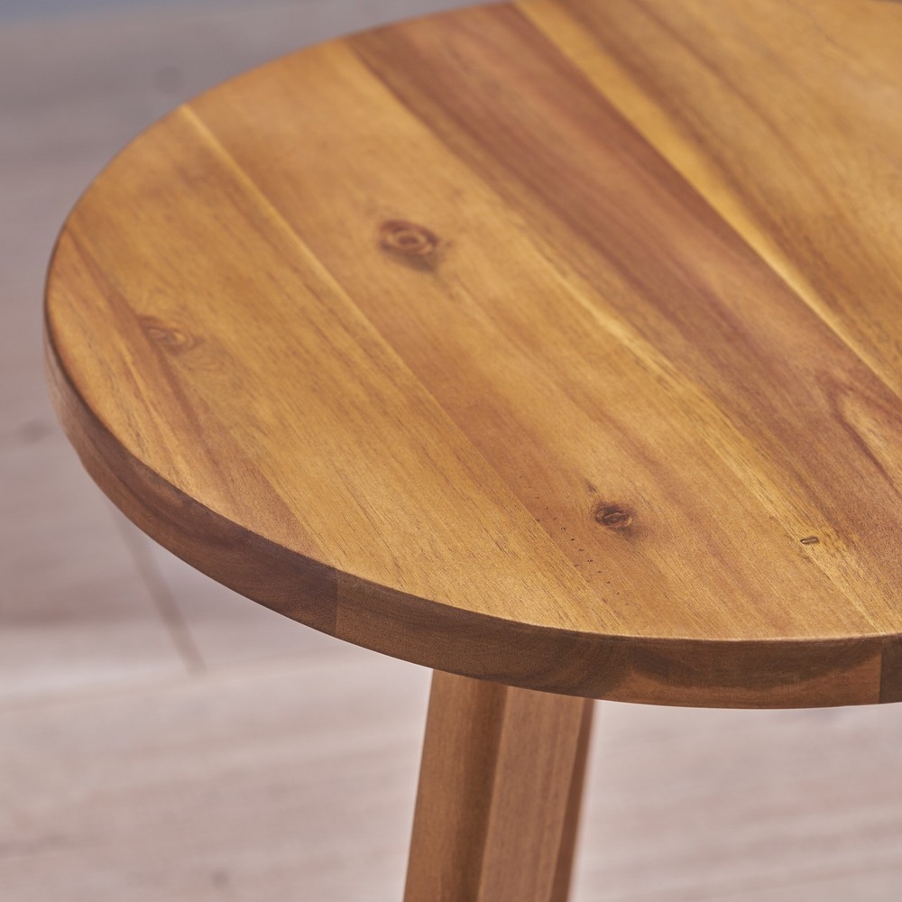 Solid Wood Round Side Table Natural Wooden Trendy End Table Rustic Center Table