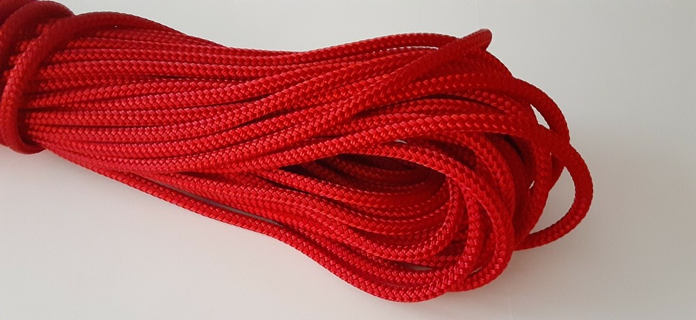 1/2 x 64 ft. Double Braid-Yacht Braid polyester rope. Red
