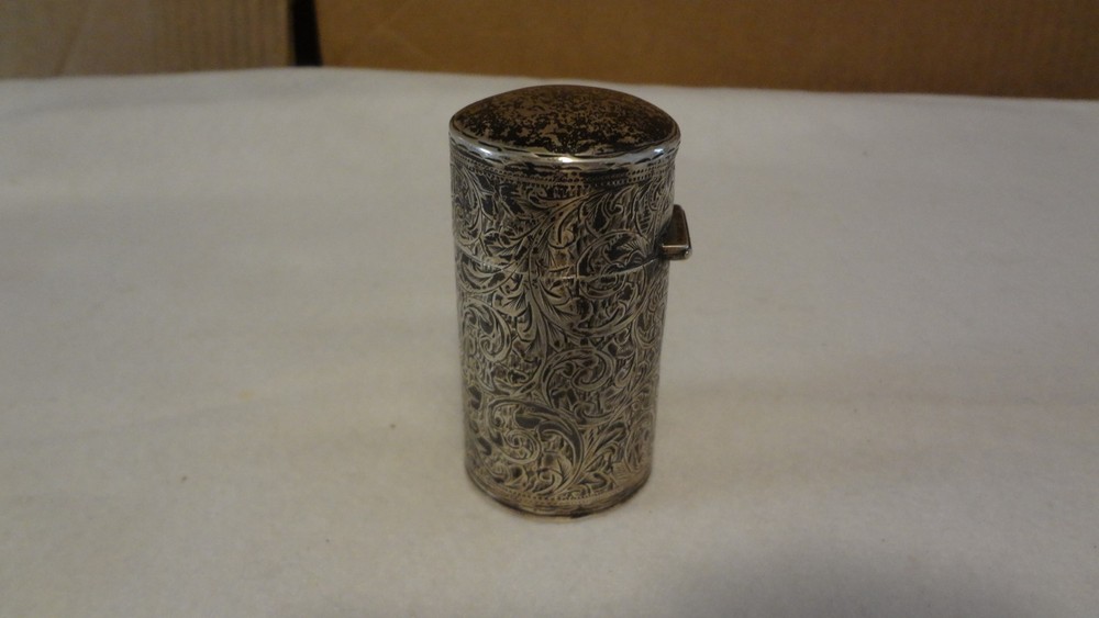 C. E. WILLIAMS BIRMINGHAM STERLING SILVER REPOUSSE PERFUME SCENT BOTTLE 1908